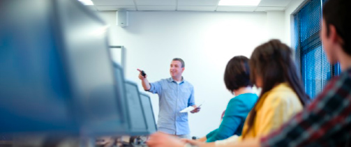 Instructor with computers